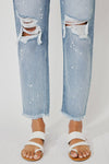 Kancan High Rise Paint Splatter Slim Straight Jeans