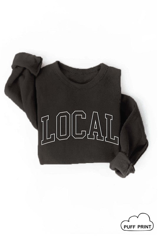Local Puff Print Graphic Fleece Sweatshirt