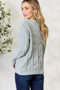 Cable Knit Chenille Round Neck Sweater