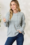 Cable Knit Chenille Round Neck Sweater