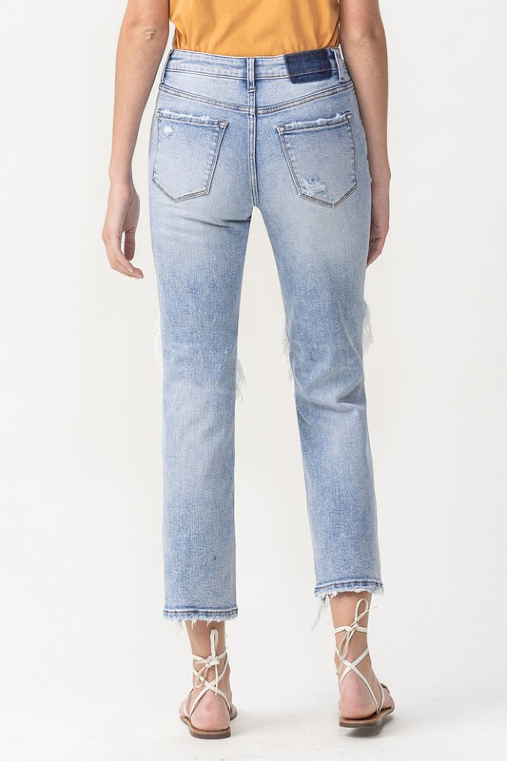 LOVERVET by Vervet Destroyed High Rise Crop Straight Jeans