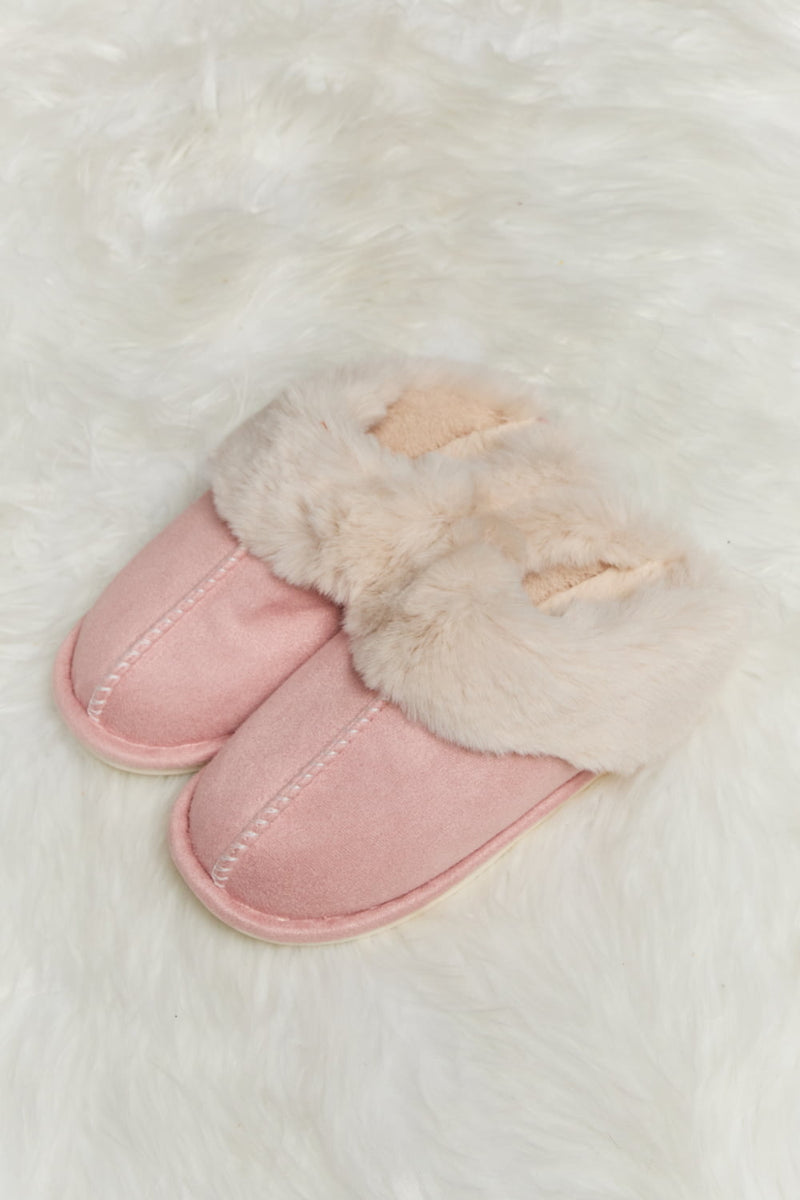 Fluffy Faux Suede Slip On Indoor Slippers