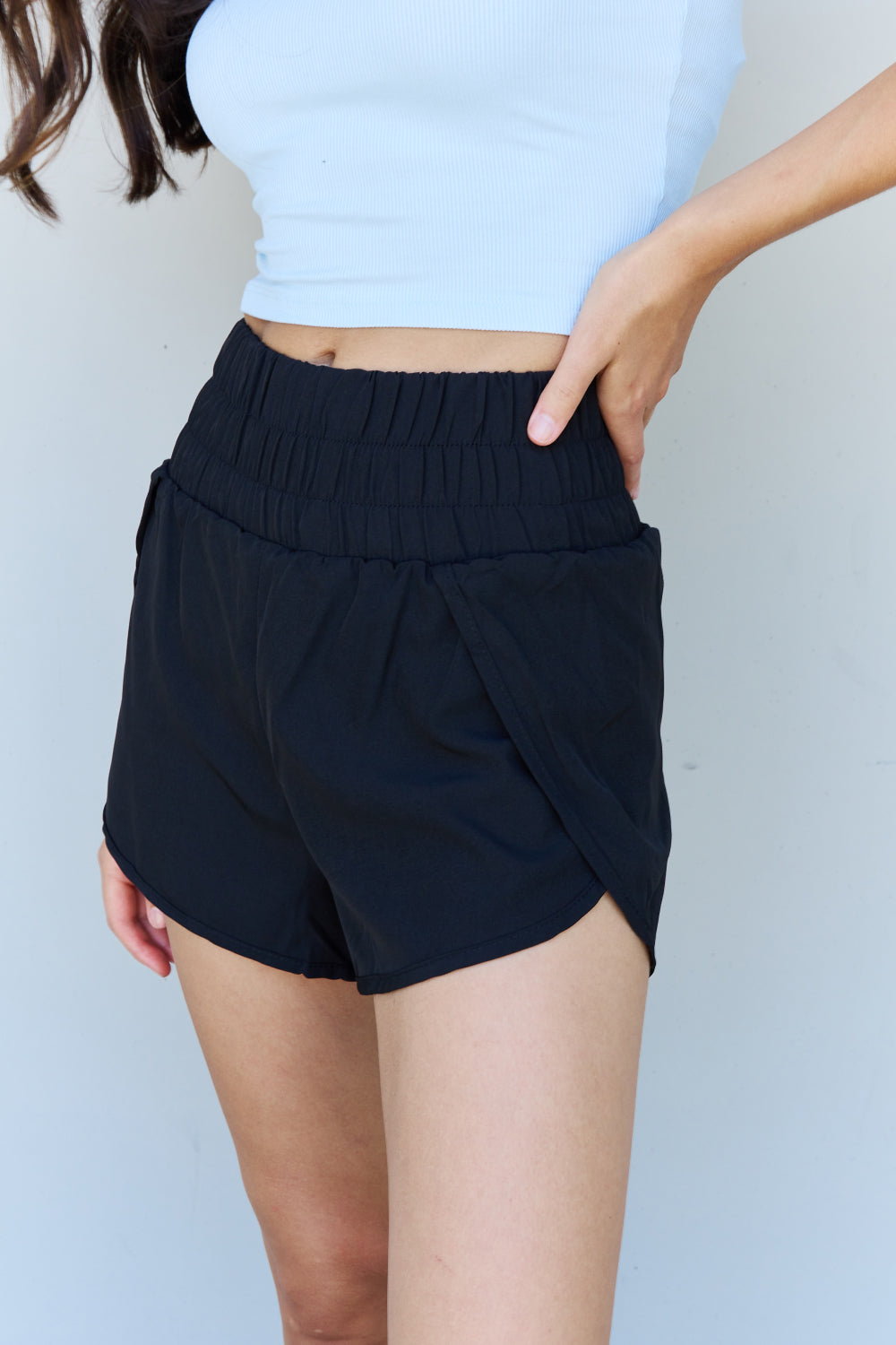 Stay Active High Waistband Athletic Shorts - Black