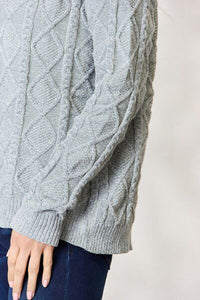 Cable Knit Chenille Round Neck Sweater