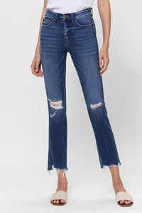 Flying Monkey Mid Rise Crop Slim Straight Jeans