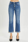 RISEN High Rise Button Fly Cropped Straight Leg Jeans