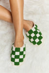 Checkered Print Plush Slide Slippers - Multiple Colors