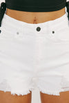 Kancan High Rise White Cut Off Denim Shorts