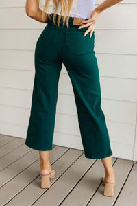 Judy Blue High Rise Tummy Control Wide Leg Crop Jeans in Teal