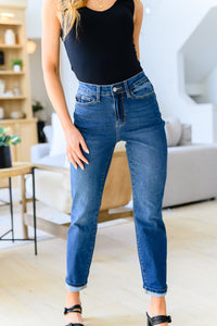 Judy Blue High Rise Cool Denim Cuffed Boyfriend Jeans