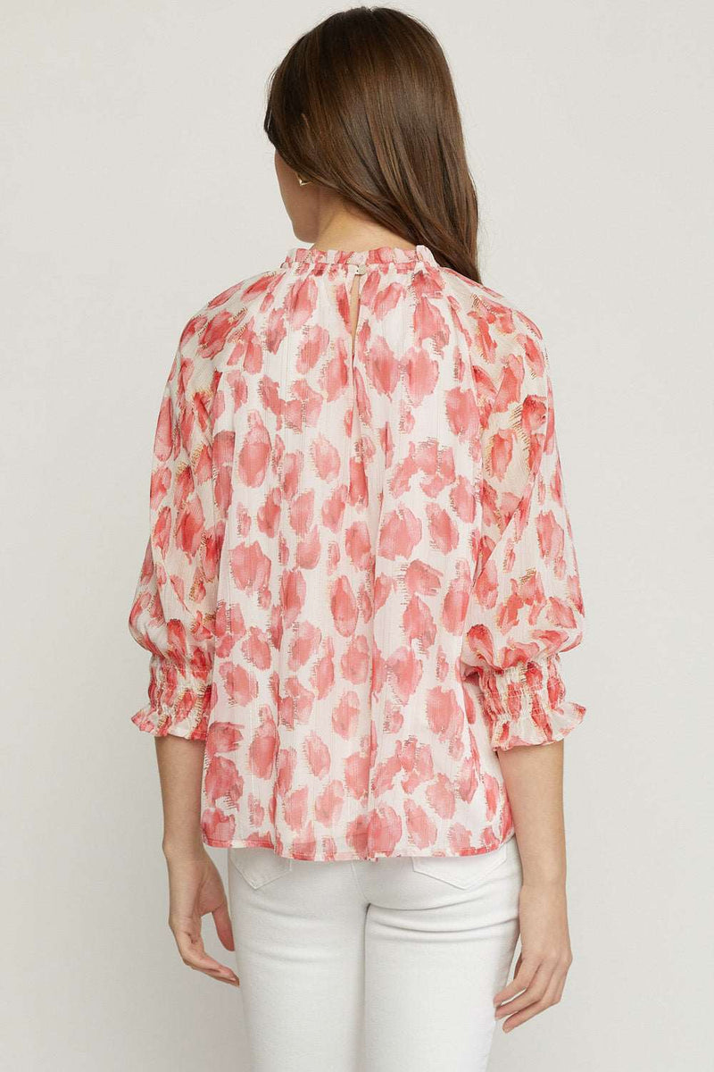 Coral Pink Watercolor Blouse