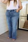 Judy Blue Mid Rise Contrast Wash Wide Leg Jeans
