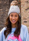 Light Grey Cable Knit Fleece Lined Hat