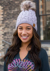 Lilac Cable Knit Fleece Lined Hat