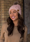 Blush Cable Knit Fleece Lined Hat