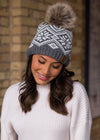 Grey & White Snowflake Fleece Lined Hat
