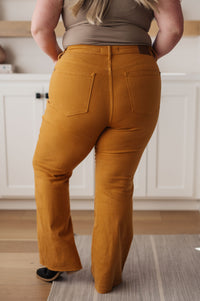 Judy Blue High Rise Tummy Control Flare Jeans in Marigold