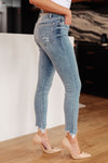 Judy Blue Mid Rise Release Waistband Detail Skinny Jeans