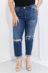 VERVET Relaxed Fit Distressed Cropped Jeans