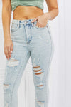 Judy Blue High Rise Light Wash Distressed Skinny Jeans