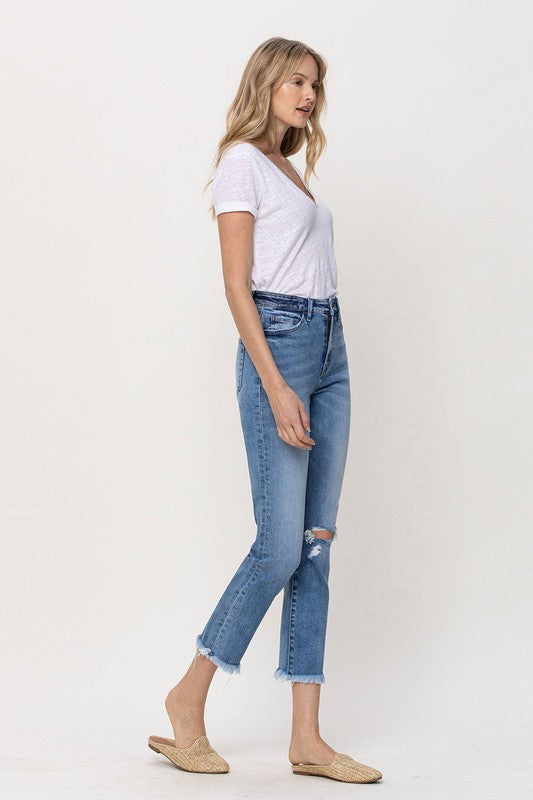 VERVET by Flying Monkey Destroyed Knee Crop Straight Jeans