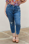 Judy Blue High Rise Ankle Distressed Straight Jeans