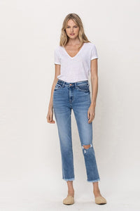 VERVET by Flying Monkey Destroyed Knee Crop Straight Jeans