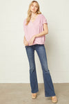 Everly Ruched Sleeve Top - Pink