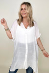 Button Down Loose Fit Gauzy Tunic Top